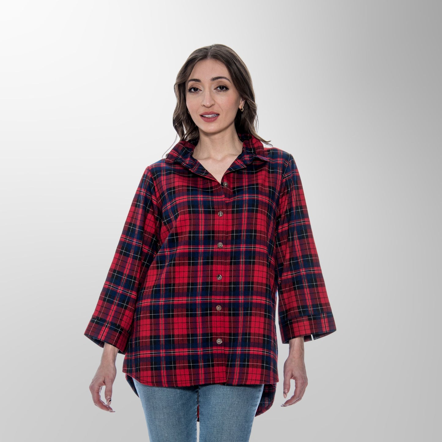 Toofan - Red - Highland Red Checkered Long Sleeve Top - PL 88-731
