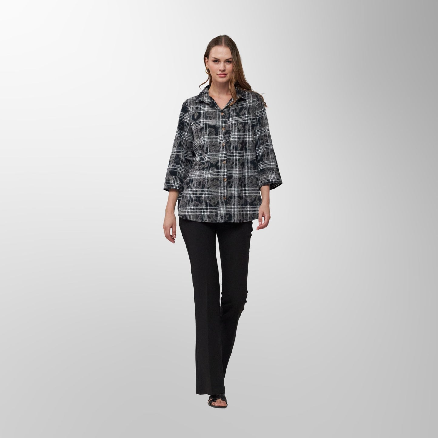 Toofan - Black - Ice Black Checkered Relaxed Fit Top - PL 88-102