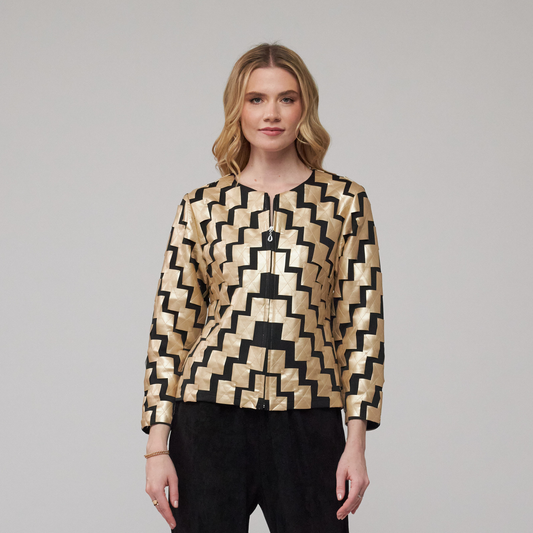 Toofan - Gold - Gold Patchwork Handstitched Jacket – Where Artistry Meets Celebration - MT 1002 - 3