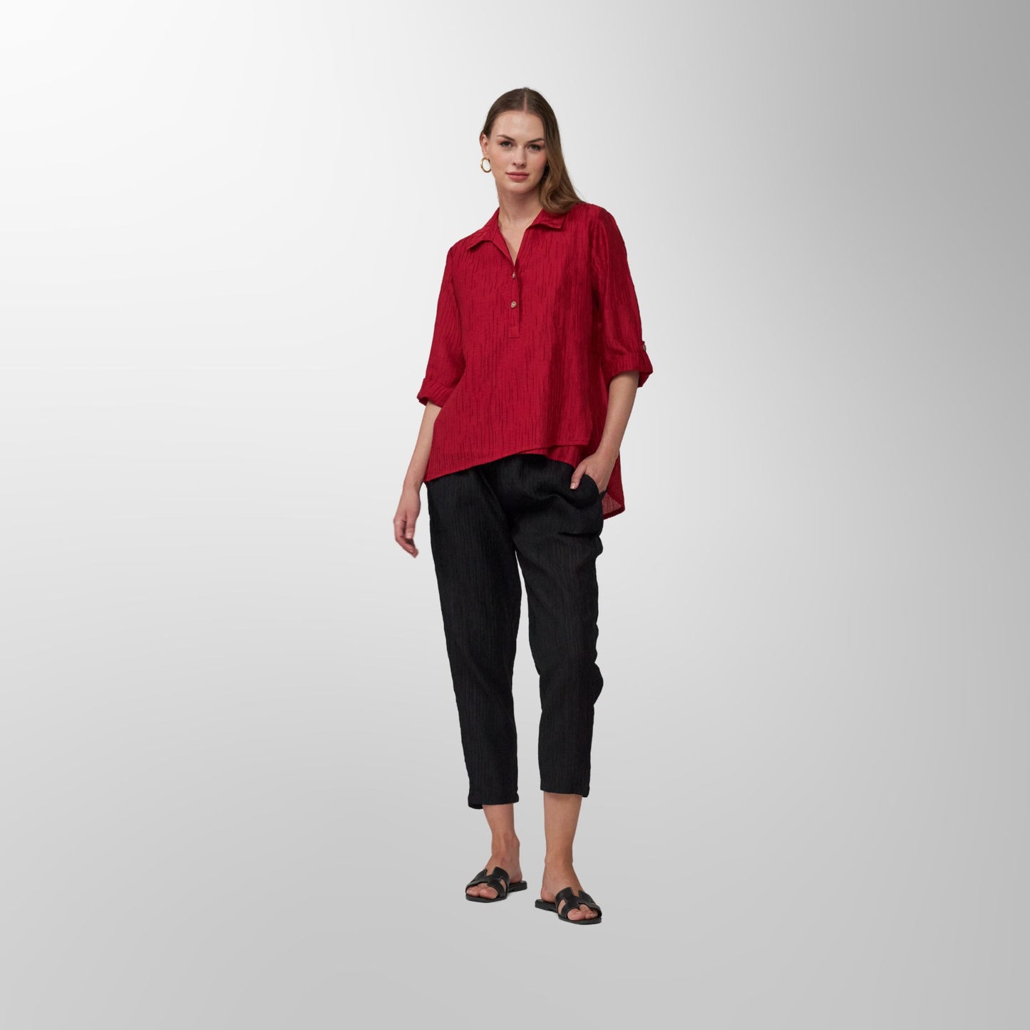 Toofan - Red - Red Ember Casual & Relaxed Top - CR 35