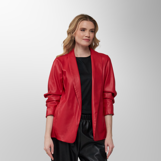 Toofan - Red - Ruching Sleeve Blazer - PL 09