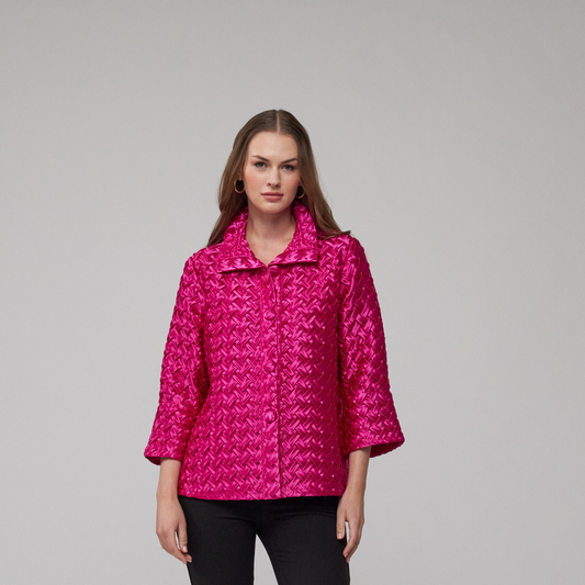 Toofan - Fuchsia  - Two pocket Cross Stitch Jacket  - CS 1 - 10