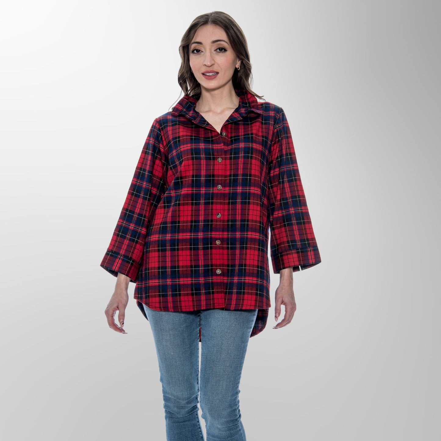 Toofan - Red - Highland Red Checkered Long Sleeve Top - PL 88-731