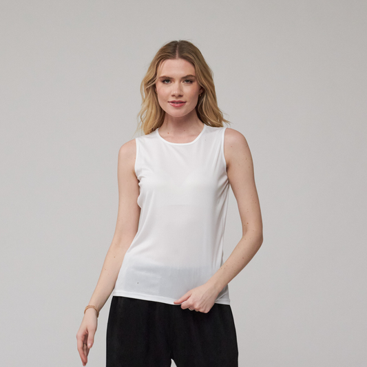 Toofan - White - Hip Length Tank Top – The Perfect Longer Layering Essential - M 200