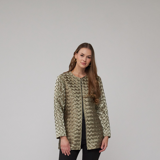Toofan - Gold  - Round Neck Cardigan Jacket  - CS 1 - 19
