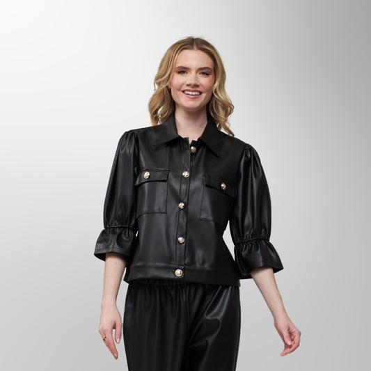 Toofan - Black - Two Pocket Smocking Sleeve Jacket - PL 13