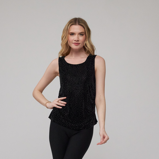 Toofan - Black - Black Glitter Tank Top – Subtle Sparkle, Effortless Grace - M 300