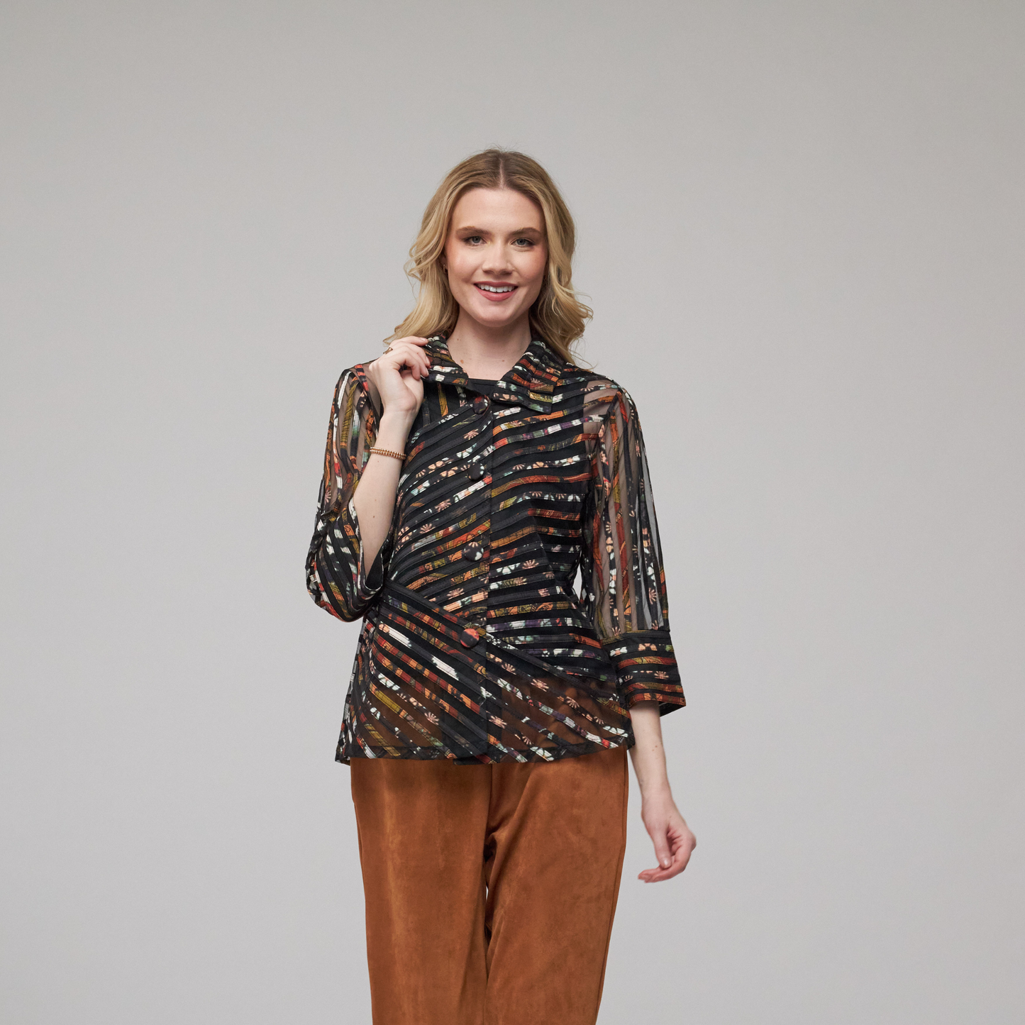 Toofan - Print - Button Down Soutache Ribbon Jacket  - SR 706 - 28