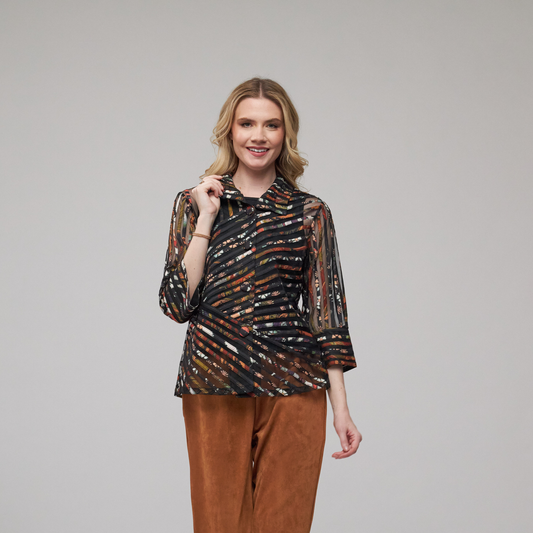 Toofan - Print - Button Down Soutache Ribbon Jacket  - SR 706 - 28