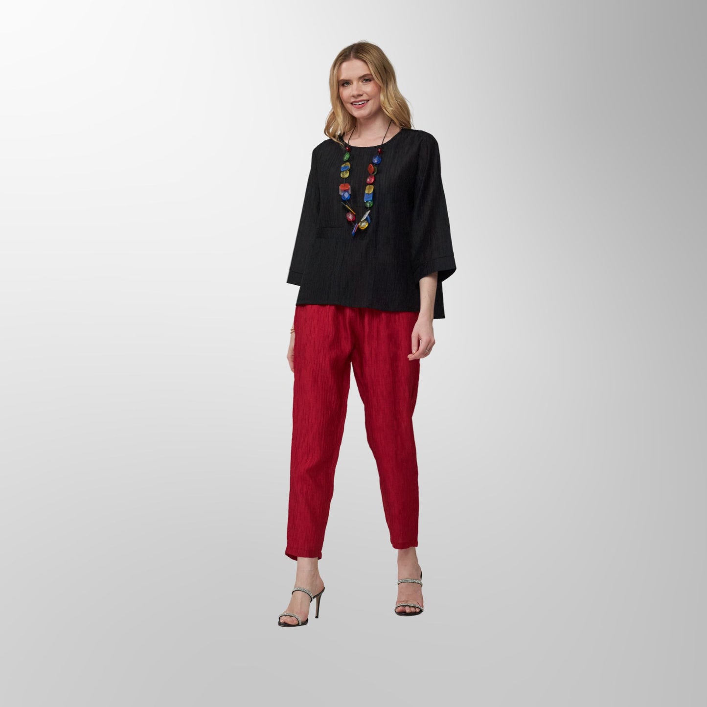Toofan - Black - Midnight Elegance Relaxed Round Neck Top - CR 32