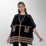 Toofan - Houndstooth  - One Size Zippered Poncho  - OS 224