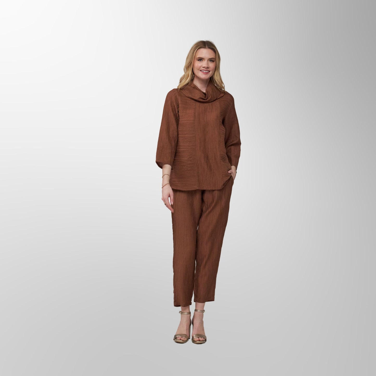 Toofan - Mocha - Mocha Breeze Relaxed Cowl Neck Top - CR 28