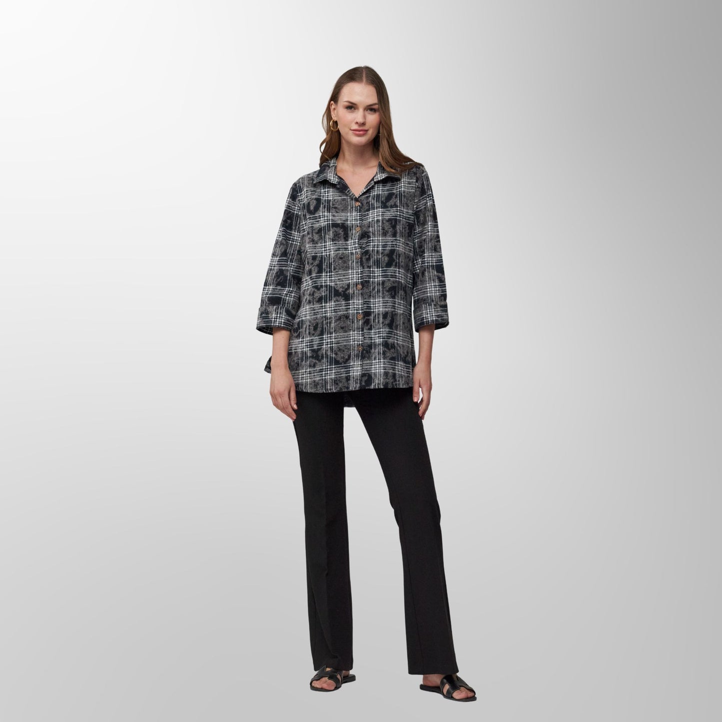 Toofan - Black - Ice Black Checkered Relaxed Fit Top - PL 88-102