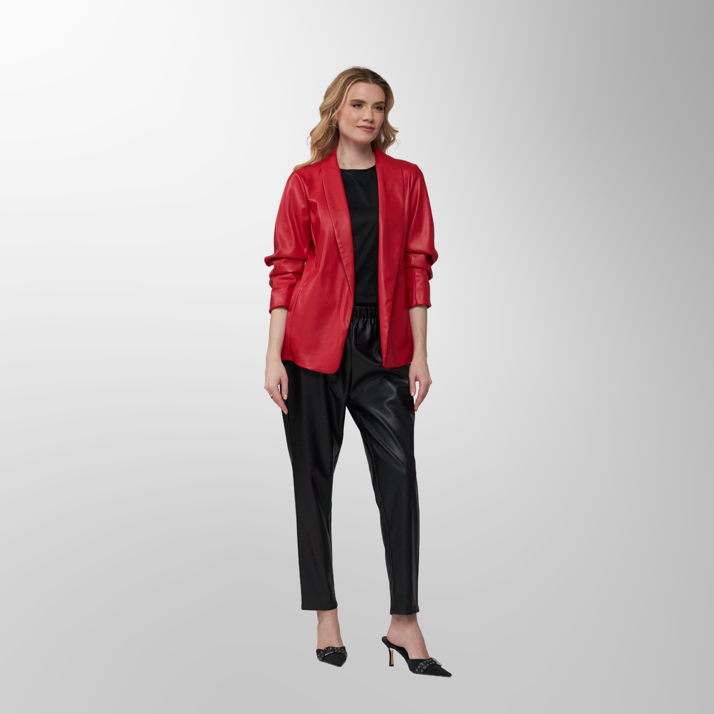 Toofan - Red - Ruching Sleeve Blazer - PL 09