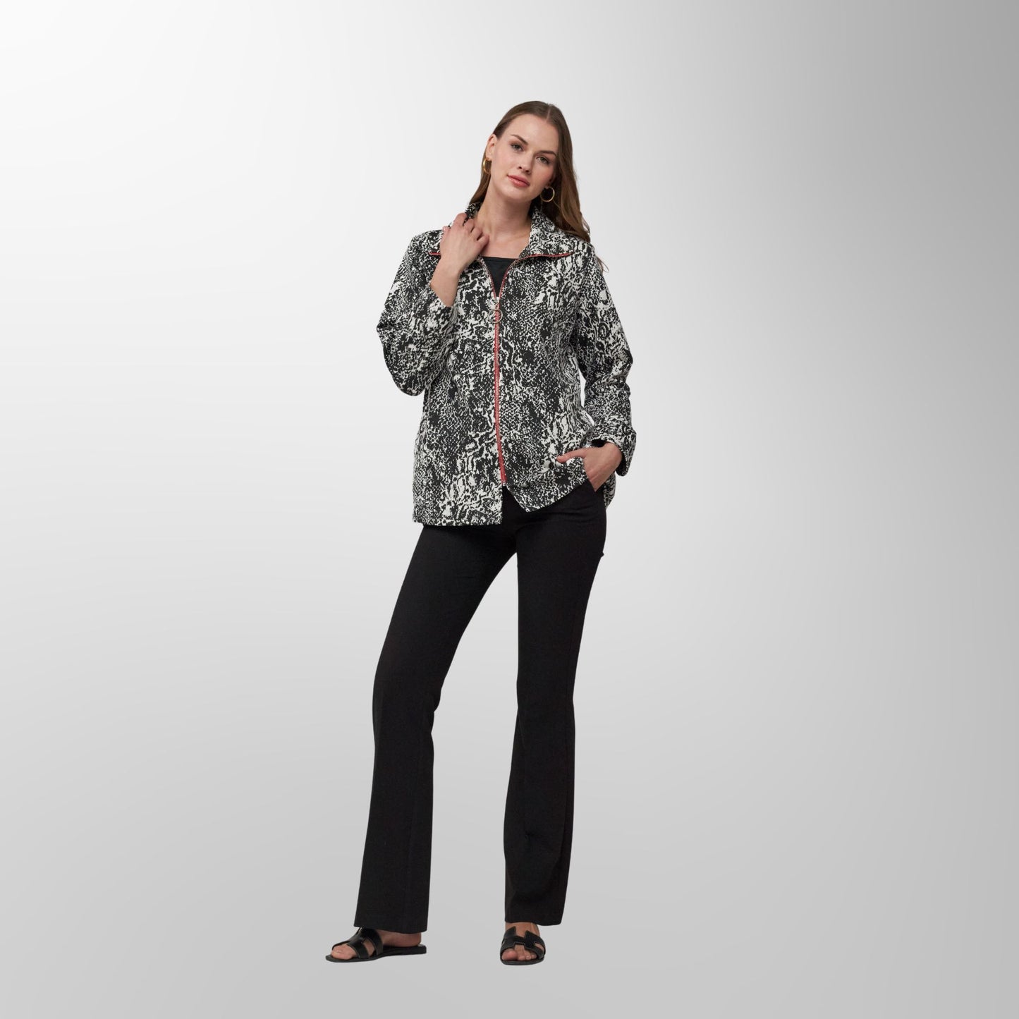 Toofan - Black/White - Urban Python Zip Jacket - BW9-08