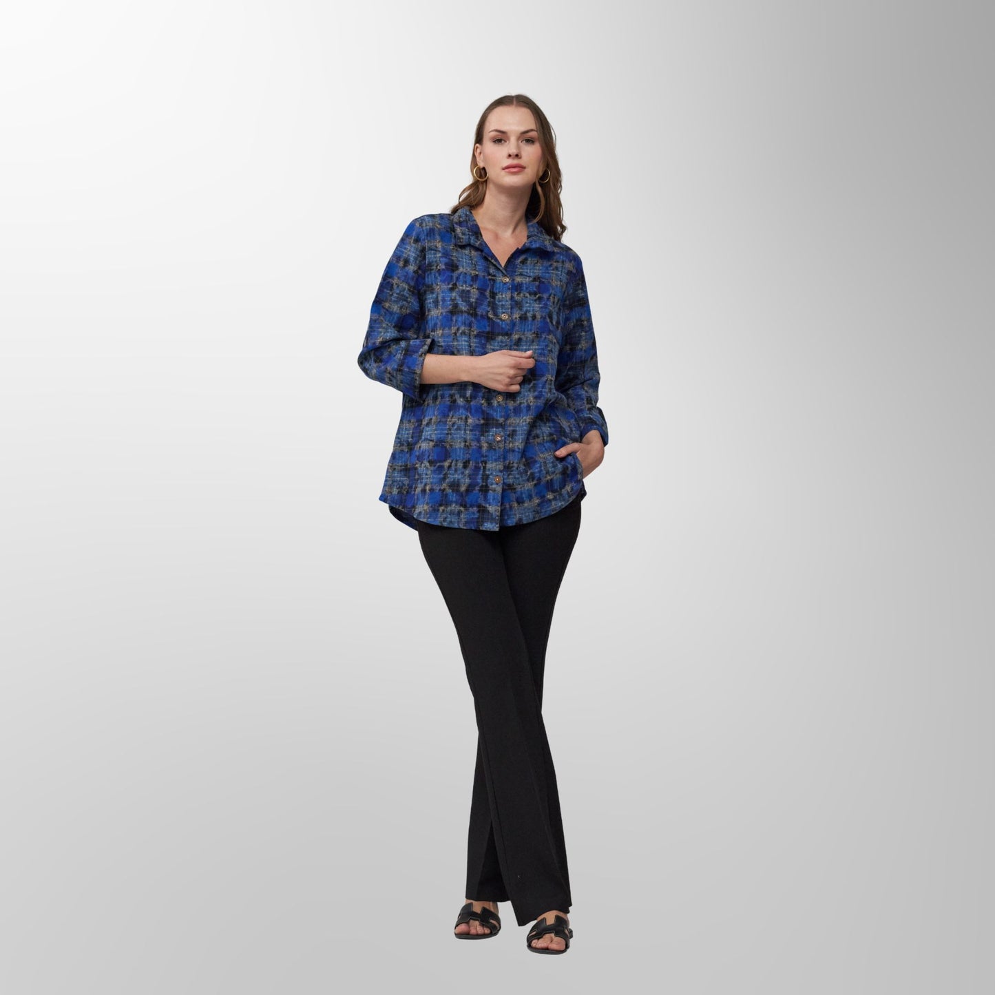 Toofan - Royal - Royal Grid Checkered Relaxed Fit Top - PL 88-102