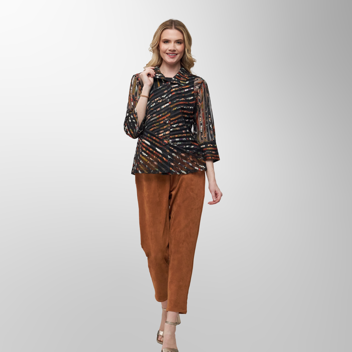 Toofan - Print - Button Down Soutache Ribbon Jacket  - SR 706 - 28