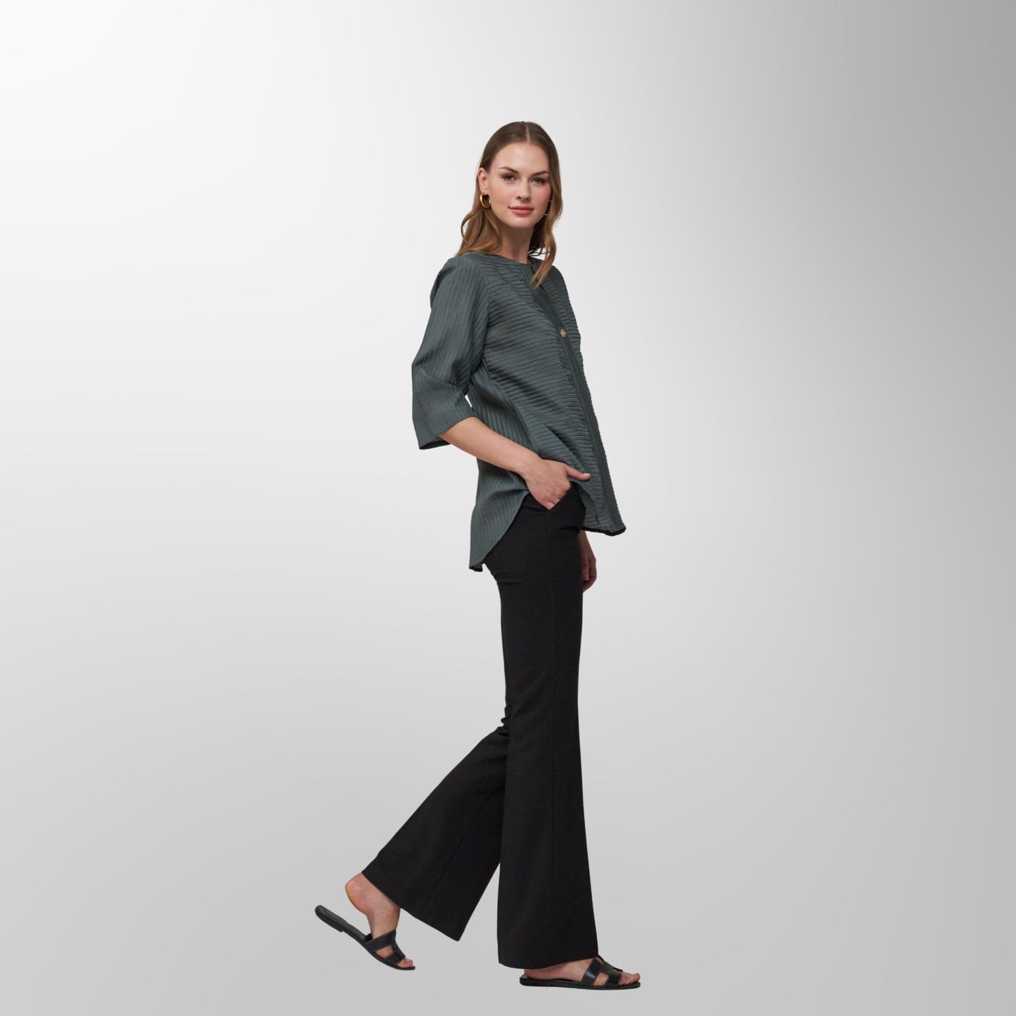Toofan - Leaf - Textured Grace Casual Round Neck Top - CR 36