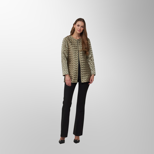 Toofan - Gold  - Round Neck Cardigan Jacket  - CS 1 - 19