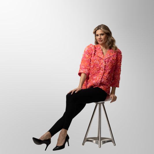 Toofan - Fuchsia - Floral Motif Statement Jacket – Bold Elegance in Bloom - NJ 226- 1