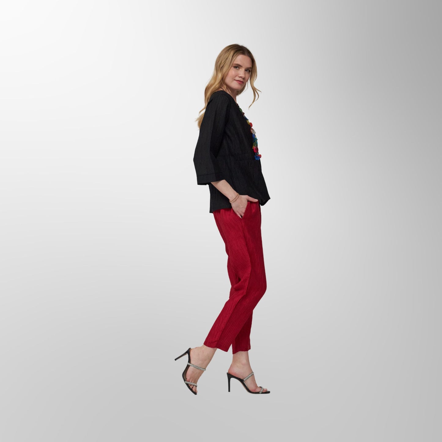 Toofan - Black - Midnight Elegance Relaxed Round Neck Top - CR 32
