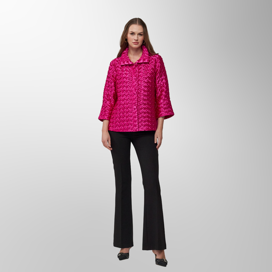 Toofan - Fuchsia  - Two pocket Cross Stitch Jacket  - CS 1 - 10