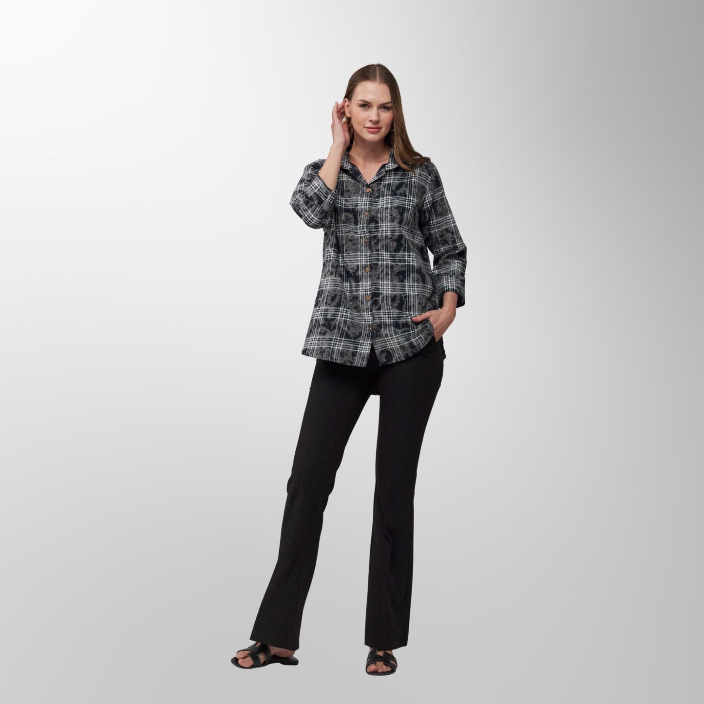 Toofan - Black - Ice Black Checkered Relaxed Fit Top - PL 88-102