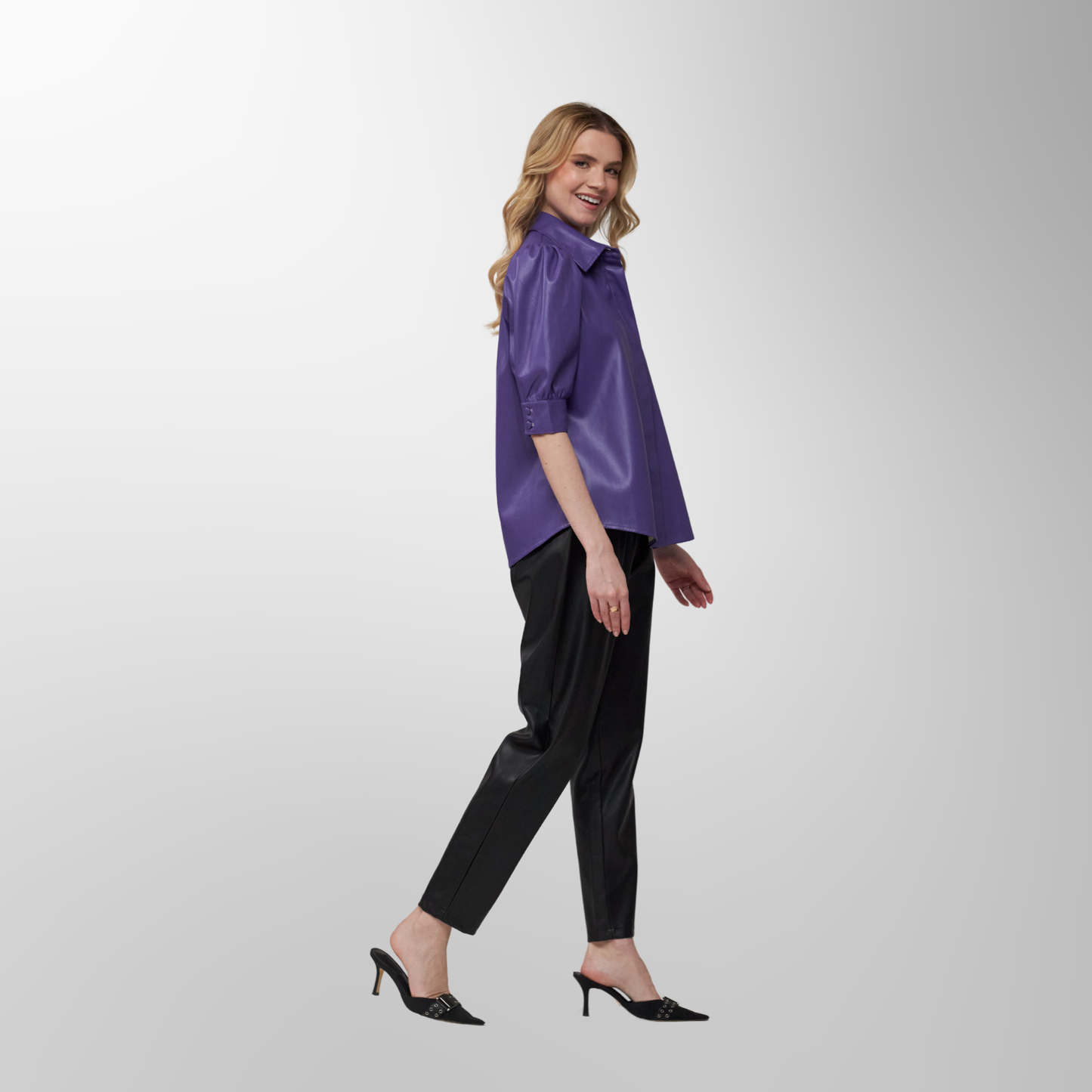 Toofan - Puple - Covered Placket A Line Top - PL 11