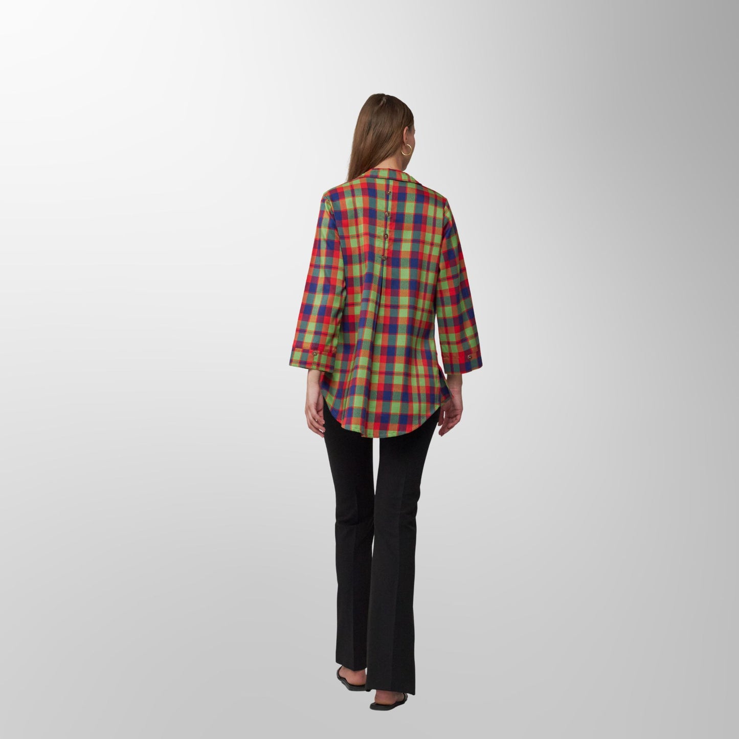 Toofan - Multi - Sunset Fiesta Checkered Long Sleeve Top - PL 88-93