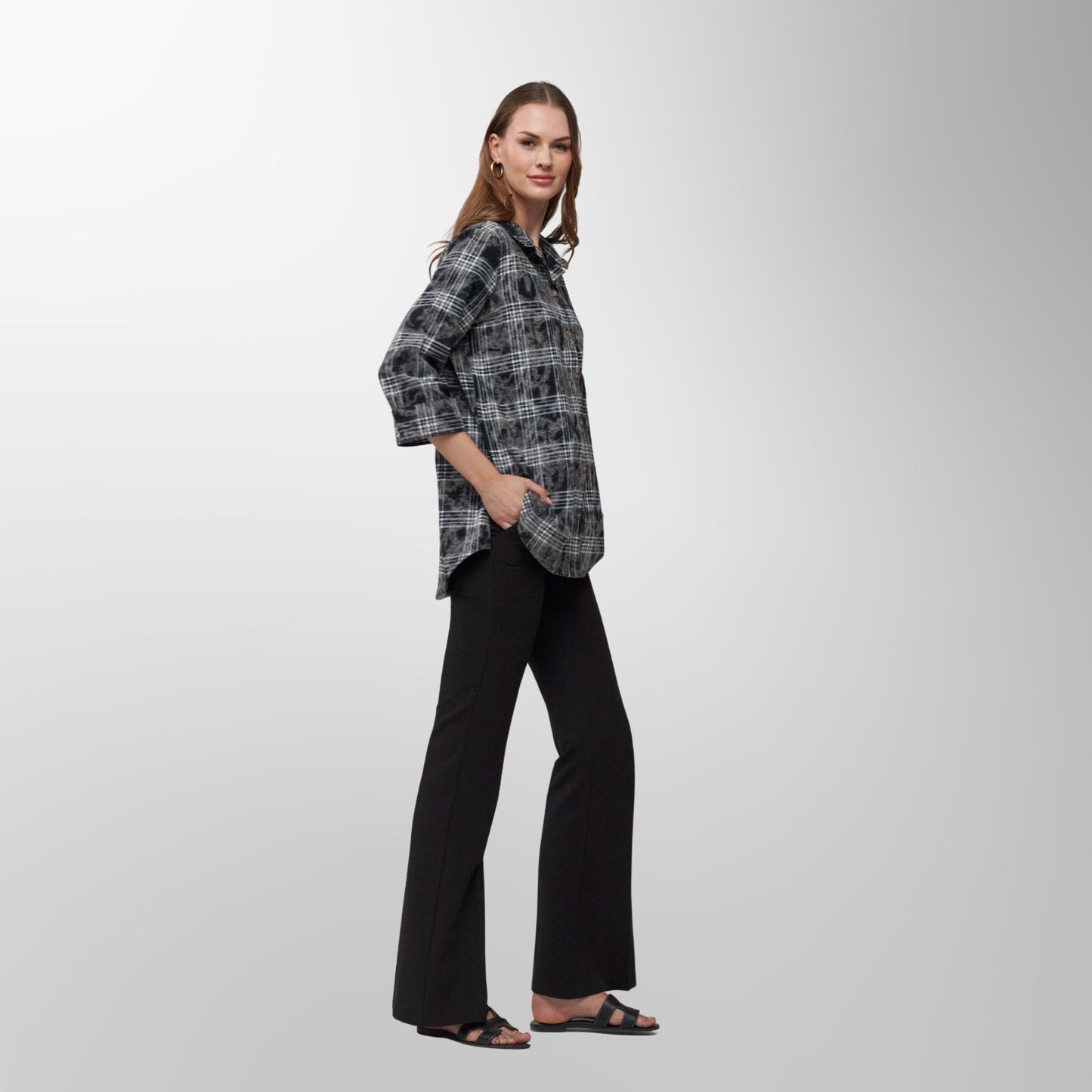 Toofan - Black - Ice Black Checkered Relaxed Fit Top - PL 88-102