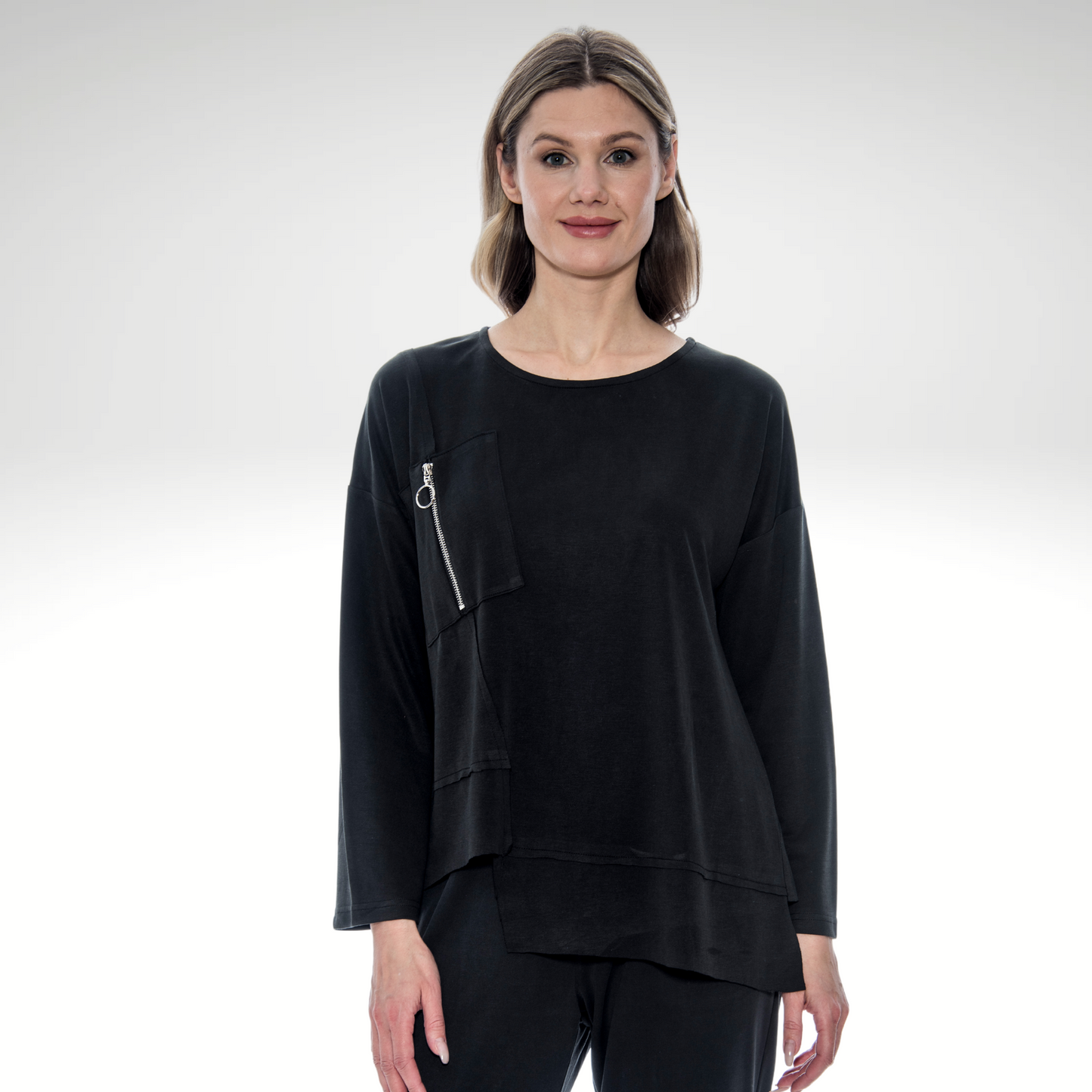 Toofan - Black - Zipper Detail Top - MK 209