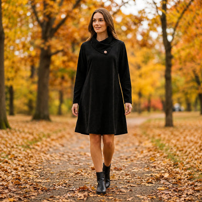 Toofan - Cowl Neck Dress |Black| 100% Polyester - CD 892