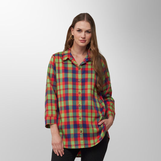 Toofan - Multi - Sunset Fiesta Checkered Long Sleeve Top - PL 88-93
