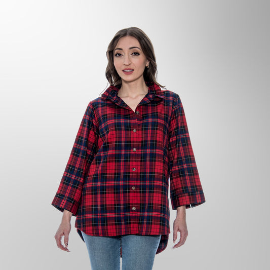 Toofan - Red - Highland Red Checkered Long Sleeve Top - PL 88-731