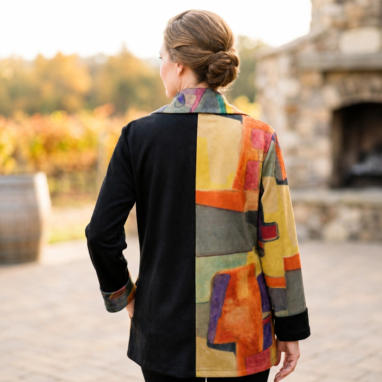 Toofan - Printed Suede Color Block Jacket |Printed| 100% Polyester - SP 2-8