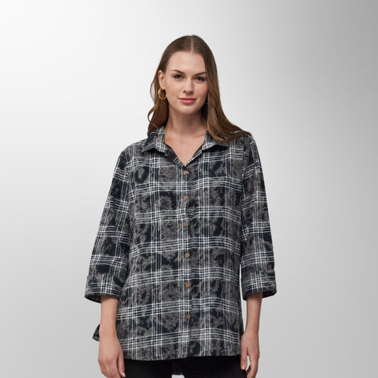 Toofan - Black - Ice Black Checkered Relaxed Fit Top - PL 88-102