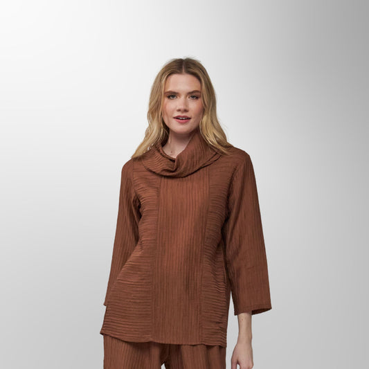 Toofan - Mocha - Mocha Breeze Relaxed Cowl Neck Top - CR 28