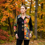 Toofan - Printed Suede Color Block Jacket | 100% Polyester - SP 2-9