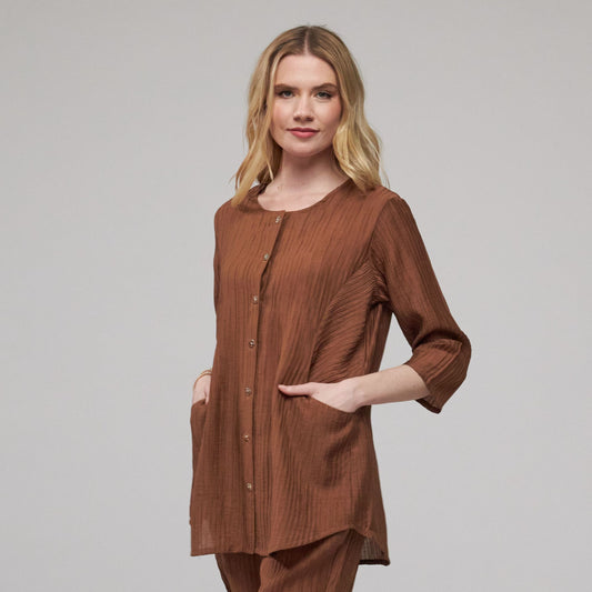 Toofan - Mocha - Mocha Breeze Relaxed Button Tunic - CR 25
