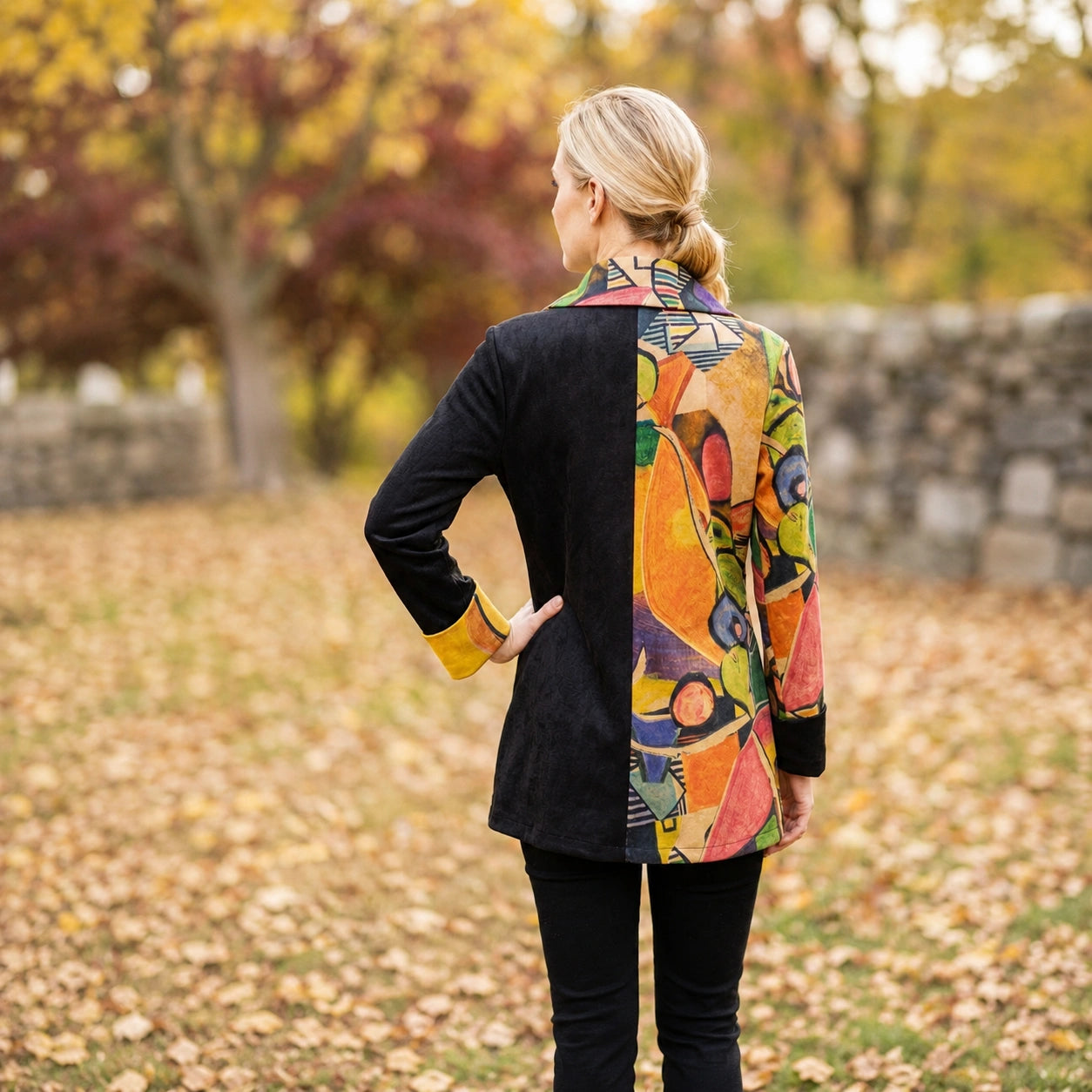 Toofan - Printed Suede Color Block Jacket | 100% Polyester - SP 2-9
