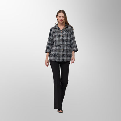 Toofan - Black - Ice Black Checkered Relaxed Fit Top - PL 88-102