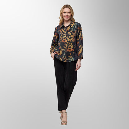 Toofan - Print - Falling Leaves Satin Button-Down Shirt - DP 38 - 1