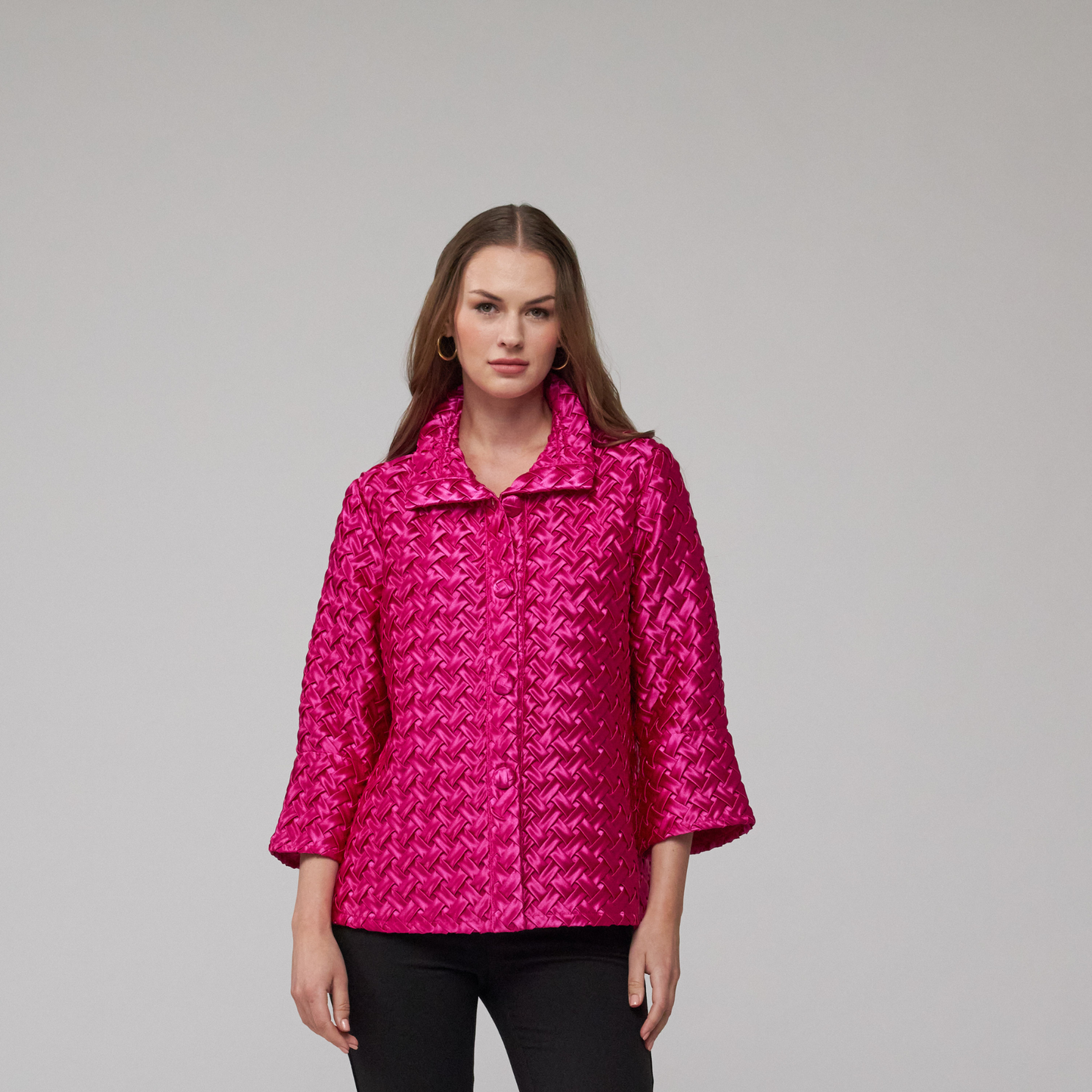 Toofan - Fuchsia  - Two pocket Cross Stitch Jacket  - CS 1 - 10