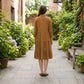Toofan - Tier Dress Tobacco 100% Cupro Button Front Midi Dress - CA987