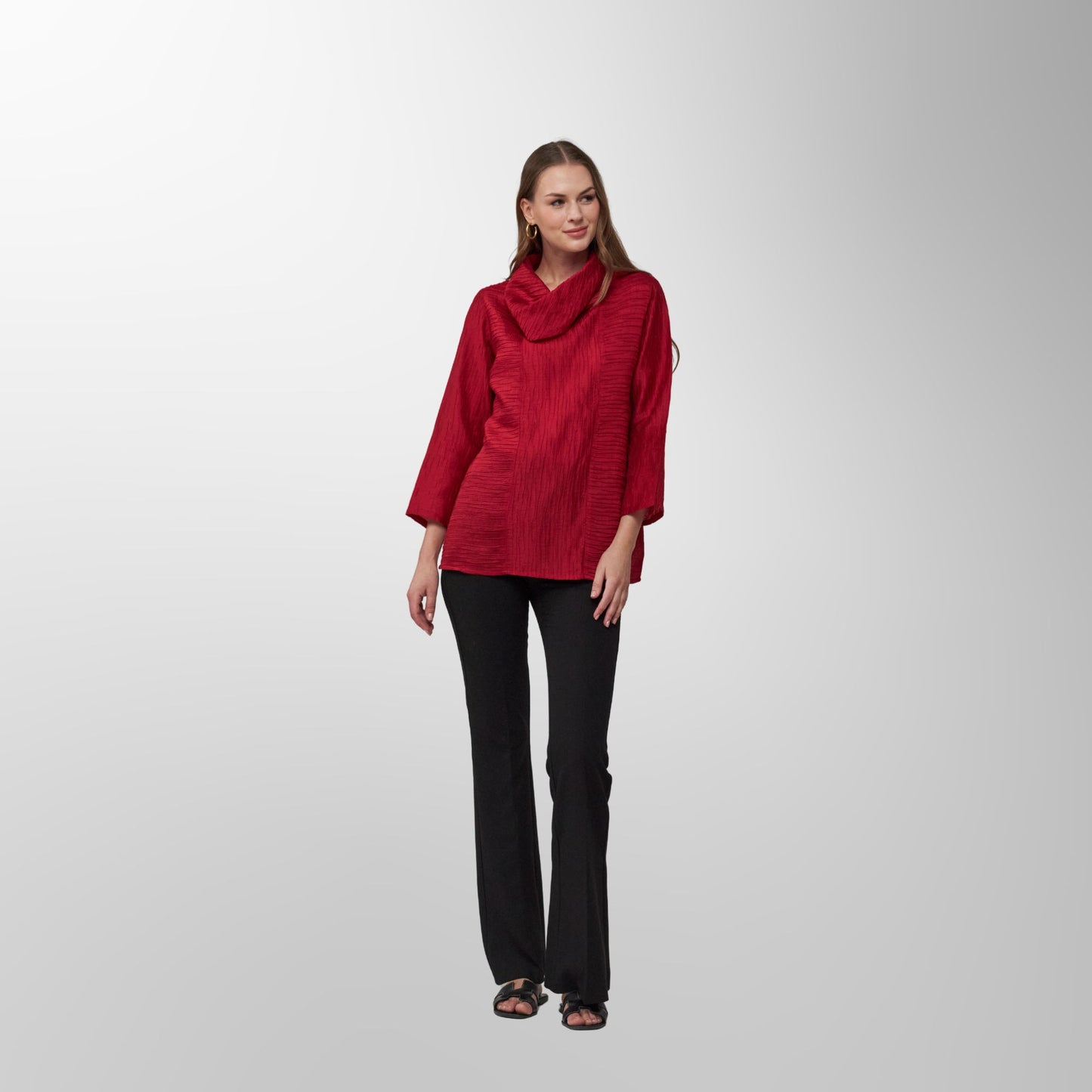 Toofan - Red - Red Breeze Relaxed Cowl Top - CR 28