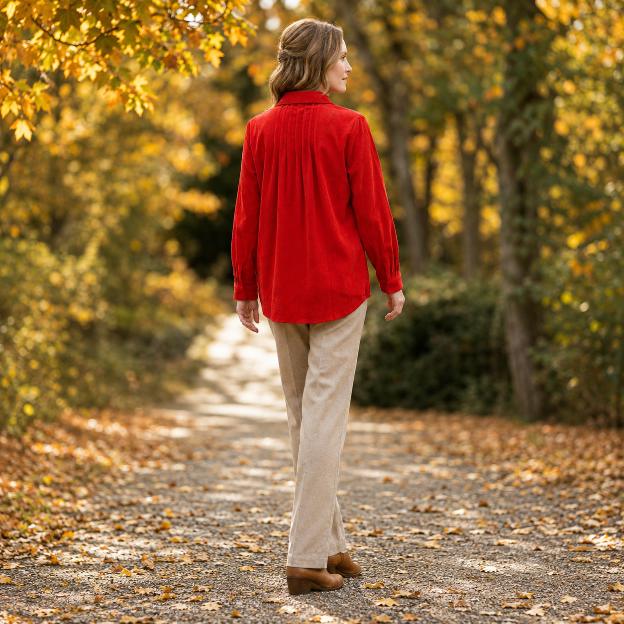 Toofan - Scallop Placket Shirt |Red| 100% Polyester Long Sleeve - CD 823
