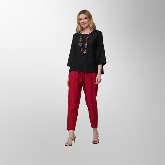 Toofan - Black - Midnight Elegance Relaxed Round Neck Top - CR 32