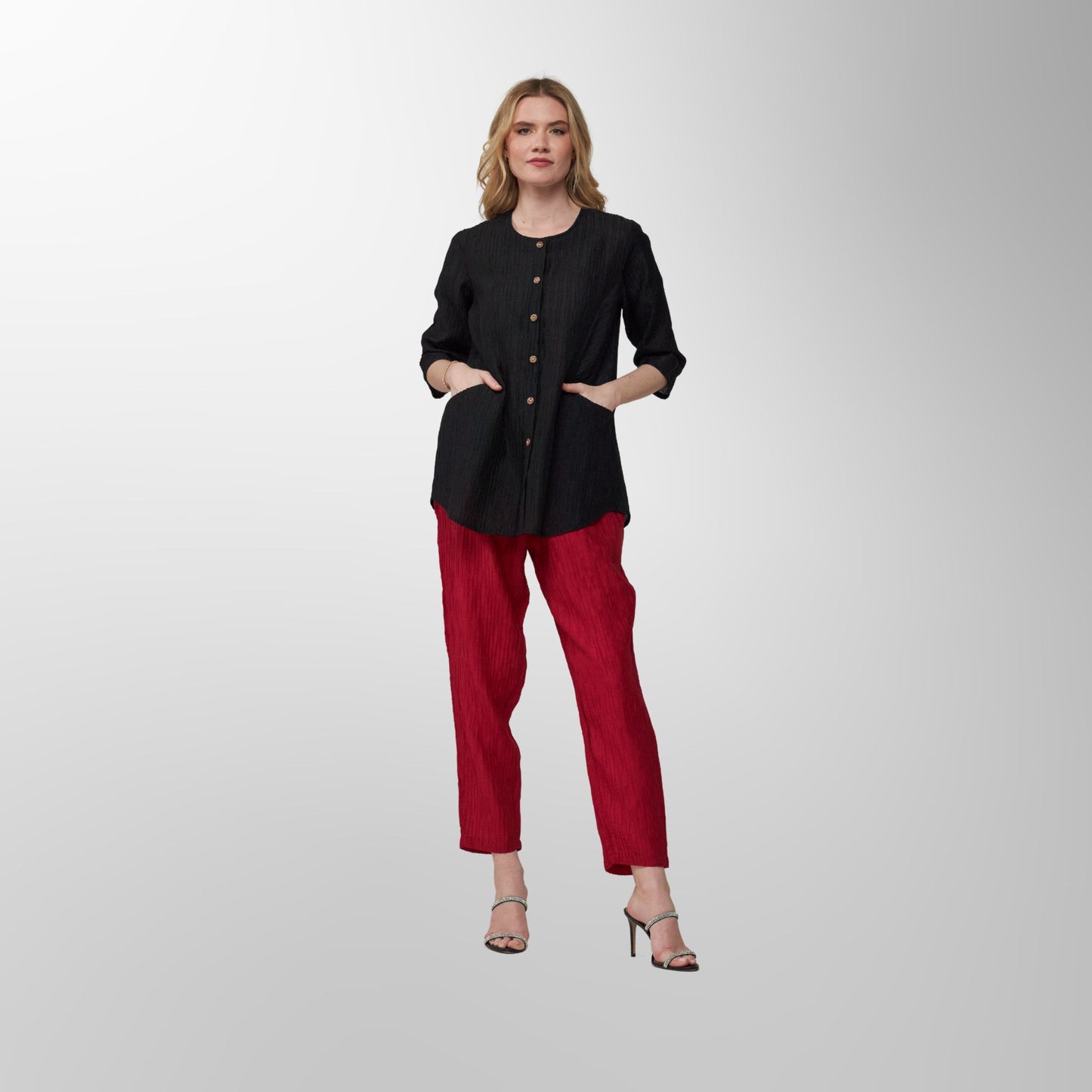 Toofan - Black - Midnight Charm Relaxed Button Down Tunic - CR 25