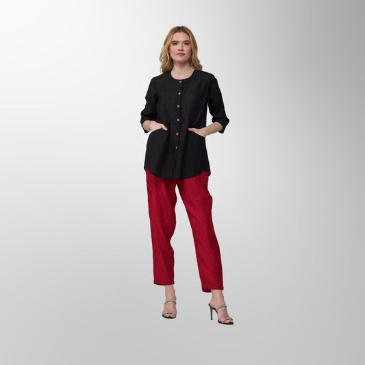 Toofan - Black - Midnight Charm Relaxed Button Down Tunic - CR 25