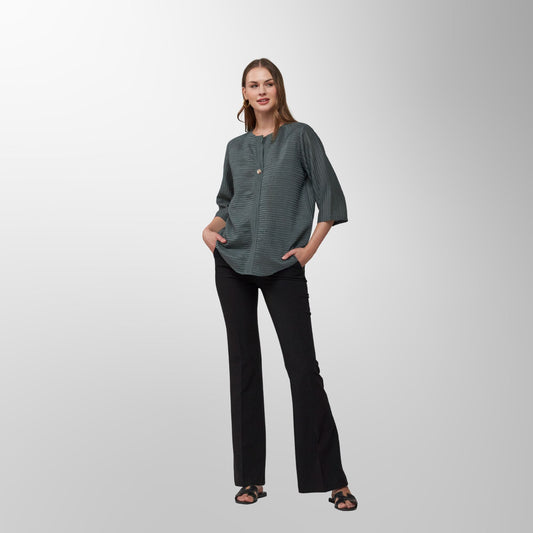 Toofan - Leaf - Textured Grace Casual Round Neck Top - CR 36